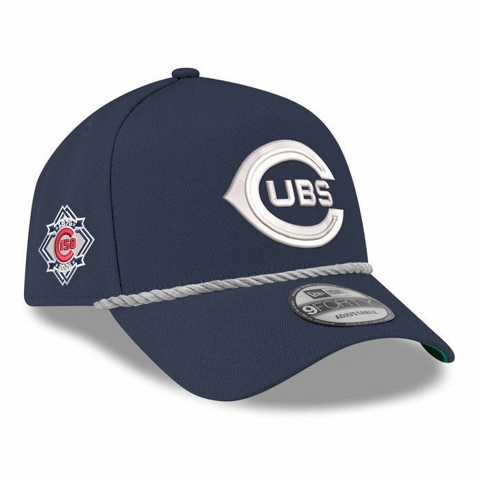 Chicago Cubs New Era Navy 1925 150 Year Anniversary 9FORTY A Frame Rope Adjustable Cap