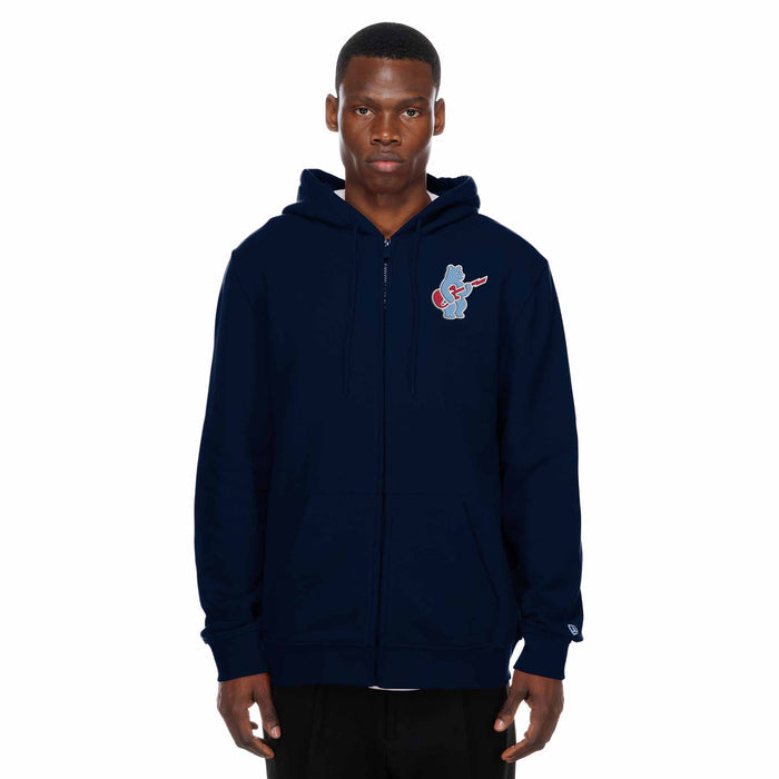 Chicago Cubs New Era Rock Bear Two Sided Full Zip Hooded Sweatshirt