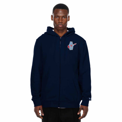 Chicago Cubs New Era Rock Bear Two Sided Full Zip Hooded Sweatshirt