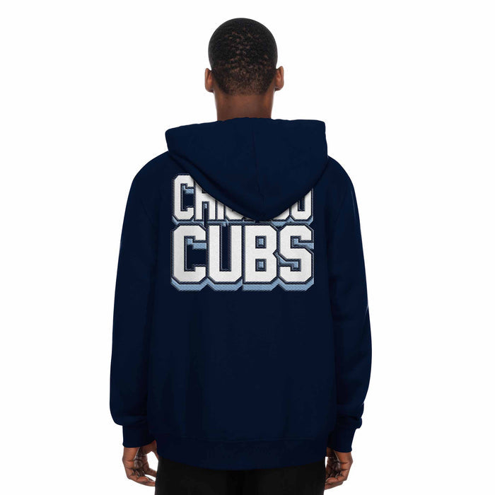 Chicago Cubs New Era Rock Bear Two Sided Full Zip Hooded Sweatshirt