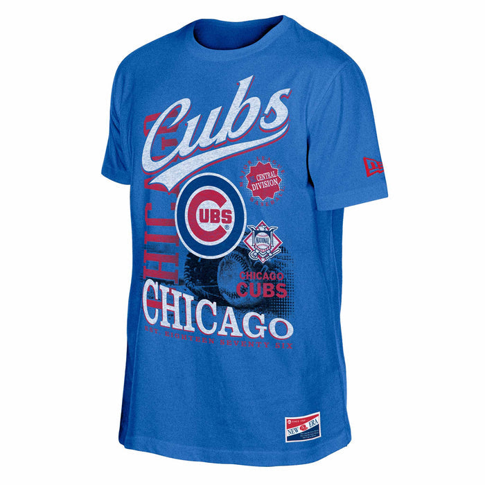 Chicago Cubs New Era Royal Script Oversized Print T Shirt