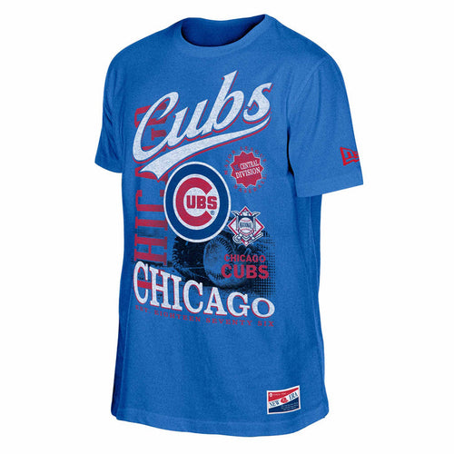 Chicago Cubs New Era Royal Script Oversized Print T Shirt