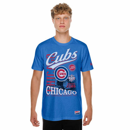 Chicago Cubs New Era Royal Script Oversized Print T Shirt