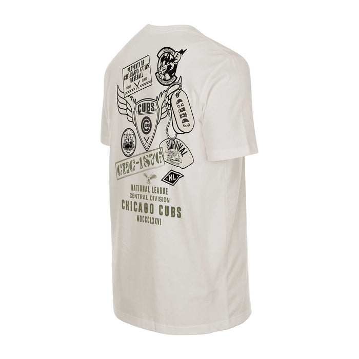 Chicago Cubs New Era Rusted Gold and Black Bullseye Back Print Short Sleeve Tee Shirt