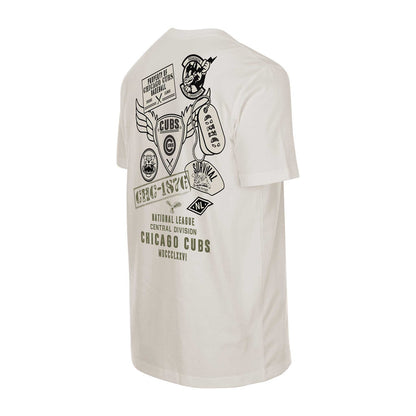Chicago Cubs New Era Rusted Gold and Black Bullseye Back Print Short Sleeve Tee Shirt