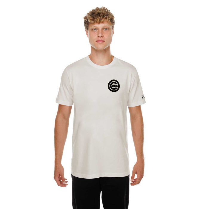 Chicago Cubs New Era Rusted Gold and Black Bullseye Back Print Short Sleeve Tee Shirt