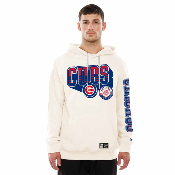 Chicago Cubs New Era Two Tone Retro Gamer Cream Pop Hooded Sweatshirt
