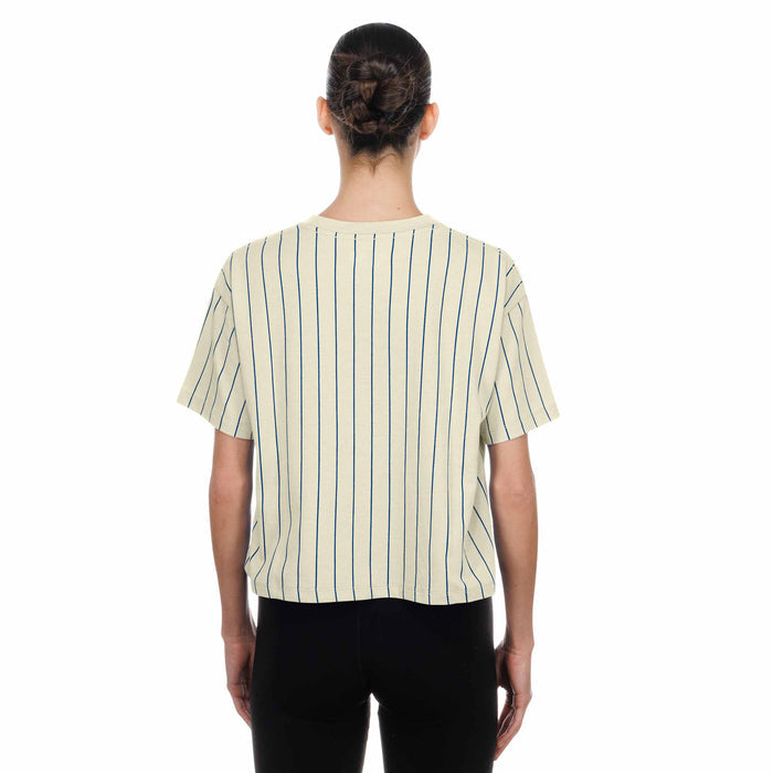Chicago Cubs New Era Women's Beige Bullseye Boxy Short Sleeve T Shirt