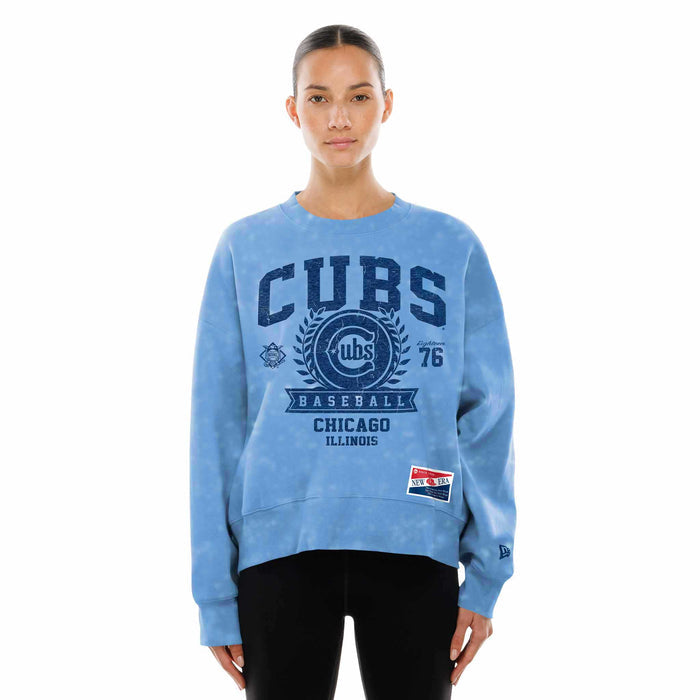 Chicago Cubs New Era Women's Blues Alternate Crested Crewneck Sweatshirt