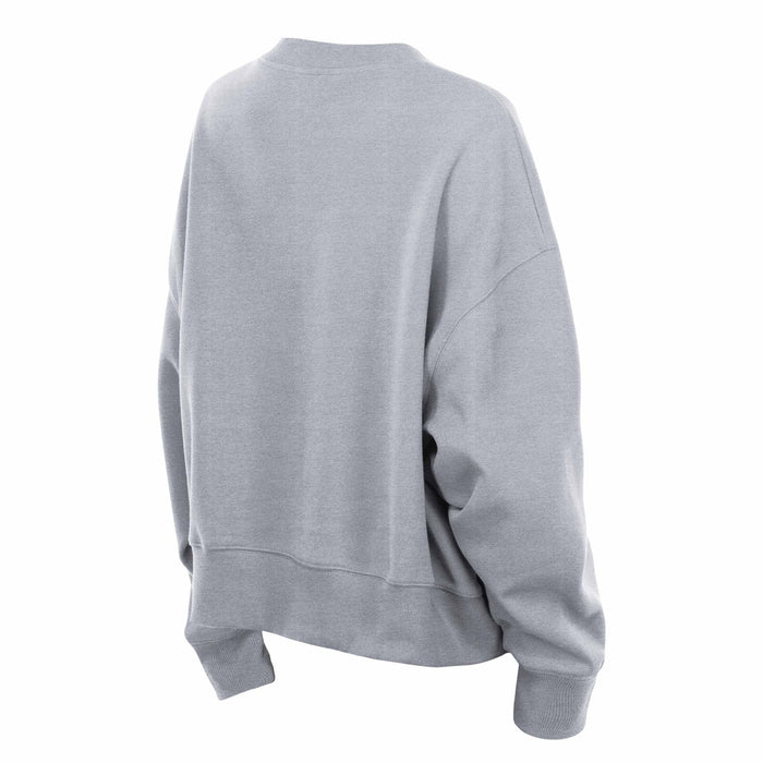 Chicago Cubs New Era Women's Bullseye Grey Crested Crewneck Sweatshirt