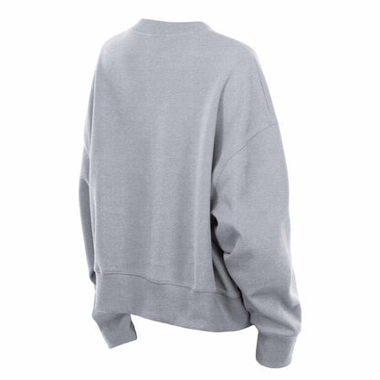 Chicago Cubs New Era Women's Bullseye Grey Crested Crewneck Sweatshirt