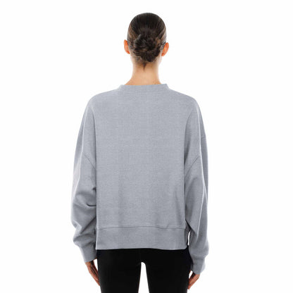 Chicago Cubs New Era Women's Bullseye Grey Crested Crewneck Sweatshirt