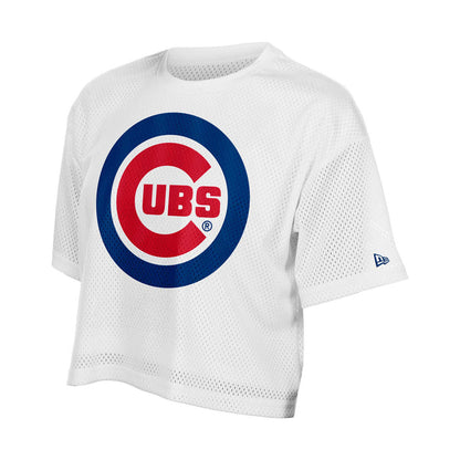 Chicago Cubs New Era Women's Bullseye Mesh Crop T Shirt