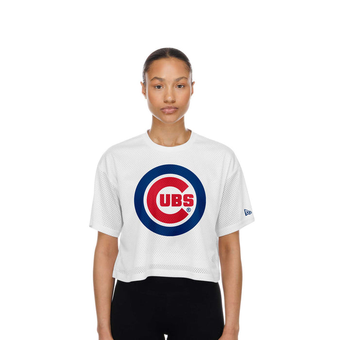 Chicago Cubs New Era Women's Bullseye Mesh Crop T Shirt