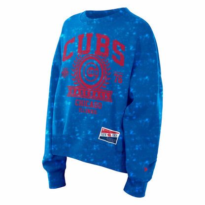 Chicago Cubs New Era Women's Bullseye Royal Crested Crewneck Sweatshirt