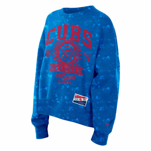 Chicago Cubs New Era Women's Bullseye Royal Crested Crewneck Sweatshirt