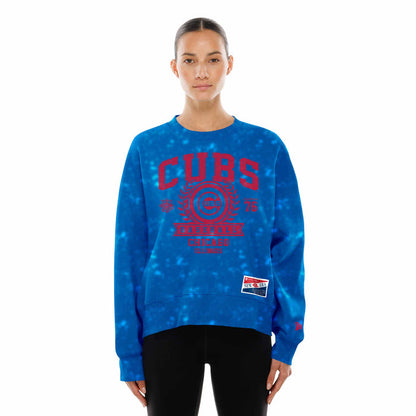 Chicago Cubs New Era Women's Bullseye Royal Crested Crewneck Sweatshirt