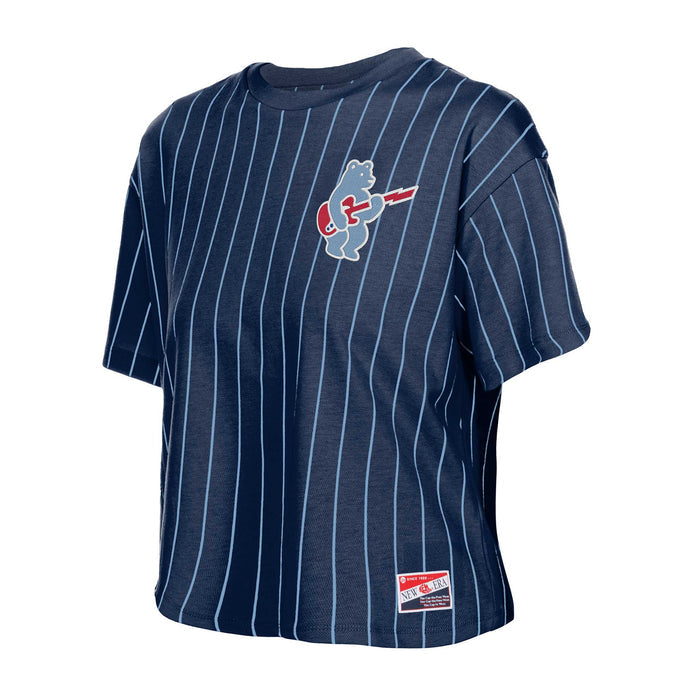 Chicago Cubs New Era Women's Navy Rock Bear Boxy Short Sleeve T Shirt