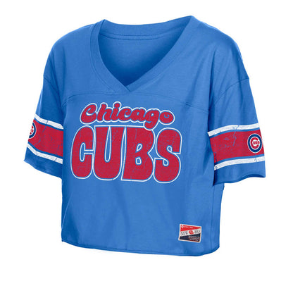 Chicago Cubs New Era Women's V-Neck Crop To T Shirt
