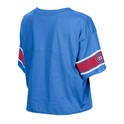 Chicago Cubs New Era Women's V-Neck Crop To T Shirt