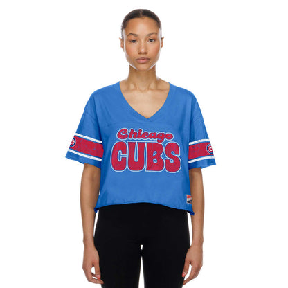 Chicago Cubs New Era Women's V-Neck Crop To T Shirt