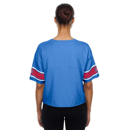 Chicago Cubs New Era Women's V-Neck Crop To T Shirt