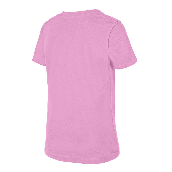 Chicago Cubs New Era Youth Girls Sequin Pink Blocks V Neck T Shirt