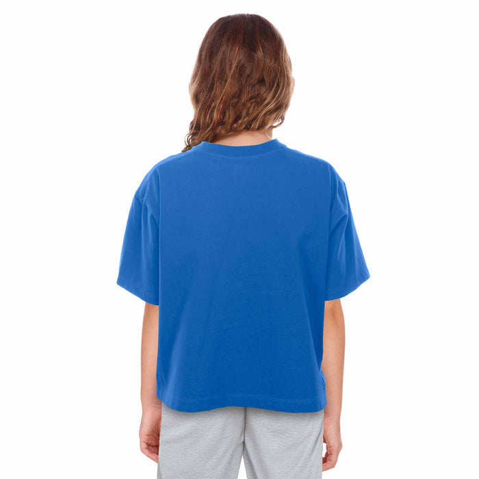 Chicago Cubs New Era Youth Girls Sequin Royal Heart T Shirt