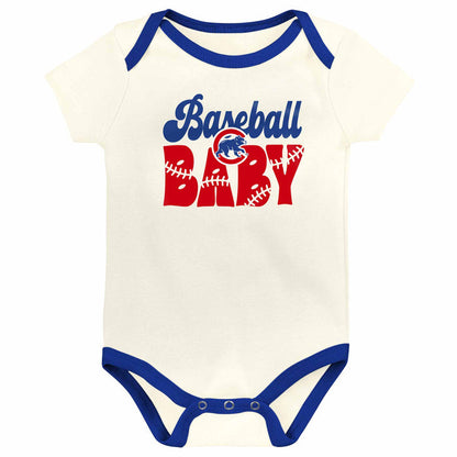 Chicago Cubs Newborn Girls 3 Pack Creeper Set