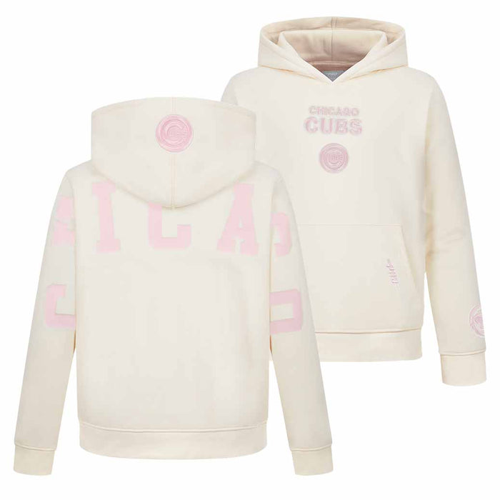 Chicago Cubs Pro Standard Youth Girls Cream Pink Big Shoulders Hooded Sweatshi