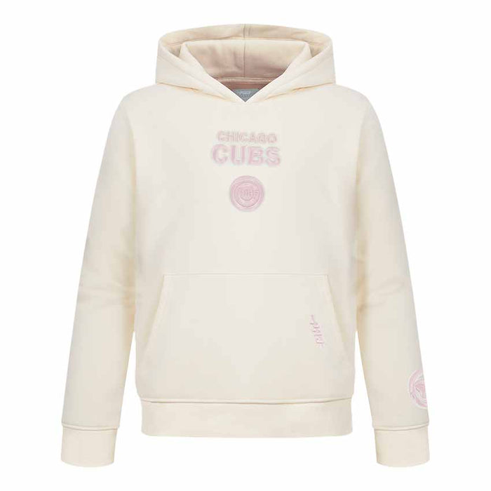 Chicago Cubs Pro Standard Youth Girls Cream Pink Big Shoulders Hooded Sweatshi