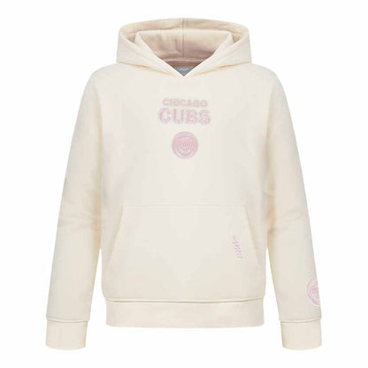 Chicago Cubs Pro Standard Youth Girls Cream Pink Big Shoulders Hooded Sweatshi