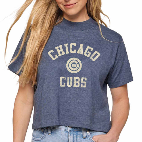 Chicago Cubs Soft As A Grape Women's Heather Boxy T Shirt