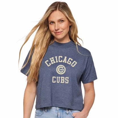 Chicago Cubs Soft As A Grape Women's Heather Boxy T Shirt