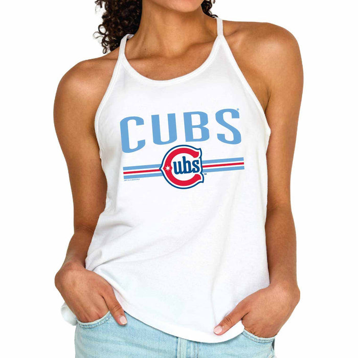Chicago Cubs Soft As A Grape Women's White Baby Pique Back Tank Top