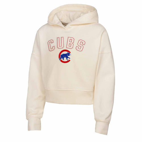 Chicago Cubs Youth Girls Oversized Cropped Hooded Sweatshirt
