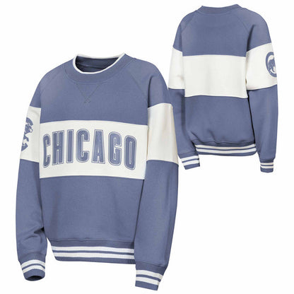 Chicago Cubs Youth On Base Fashion Long Sleeve Crewneck Sweatshirt