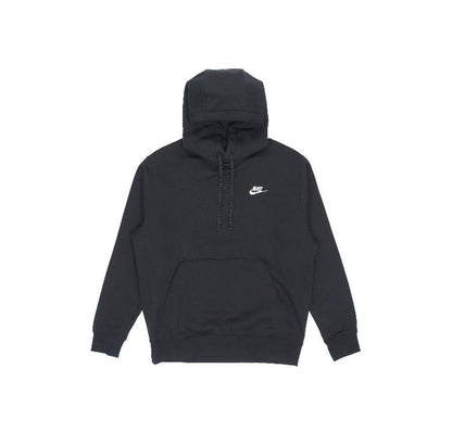 Black Nike pullover fleece hoodie with zip, hood, and small white logo