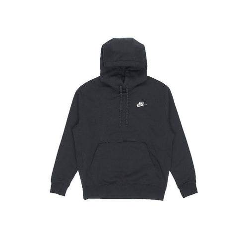Black Nike pullover fleece hoodie with zip, hood, and small white logo