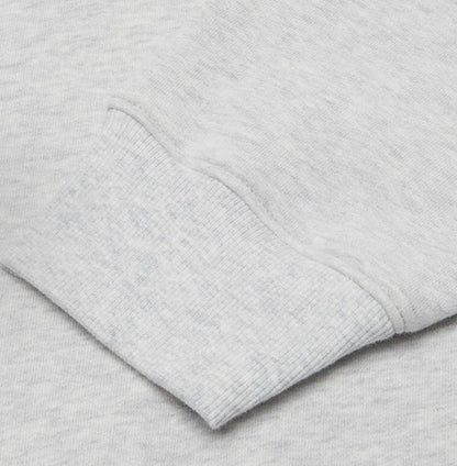 Light gray ribbed cuff and hem on sweatshirt sleeve