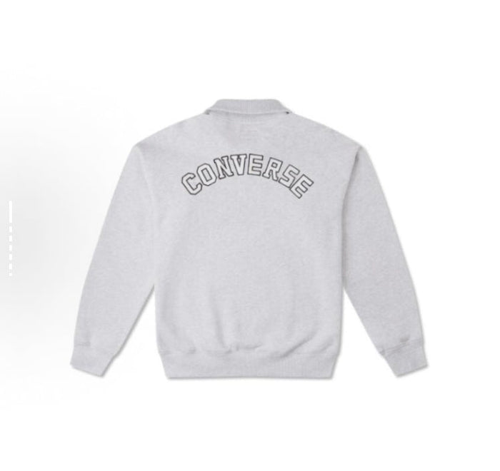 Light gray quarter-zip sweatshirt with back Converse wordmark