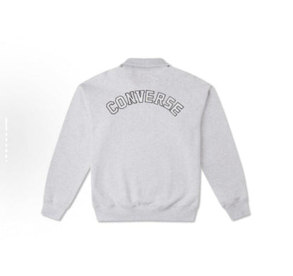 Light gray quarter-zip sweatshirt with back Converse wordmark