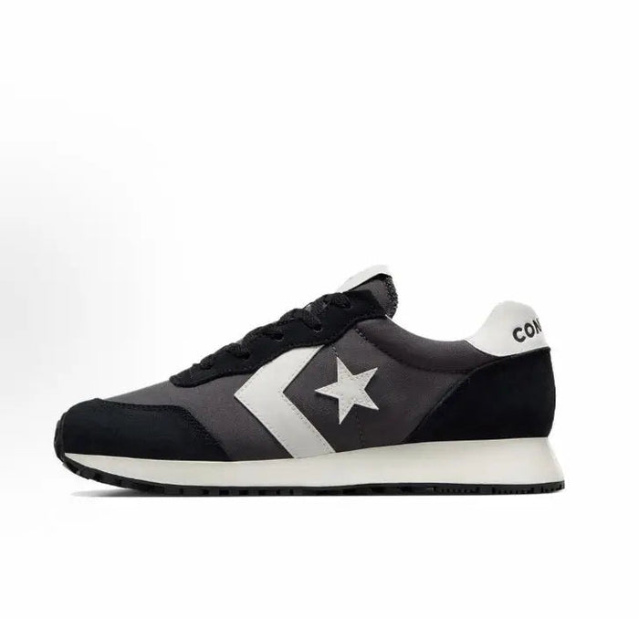 Converse Omega Trainer OX sneakers in black with white stripe, star logo, lace-up low top