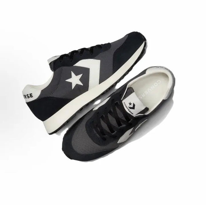 Converse Omega Trainer OX sneakers, black uppers with white accents and star, lace-up