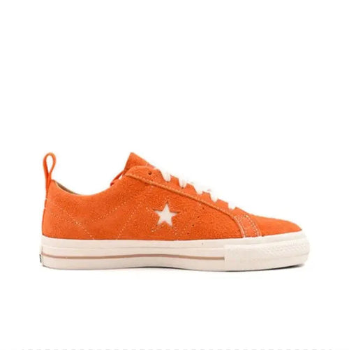 Converse One Star Pro orange low-top sneaker with star patch on side