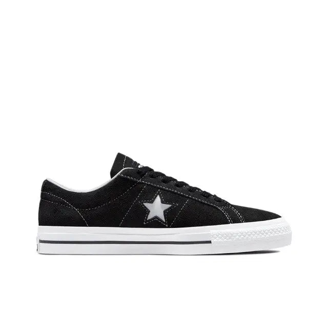 Black One Star Pro low-top sneaker with star logo and white rubber sole