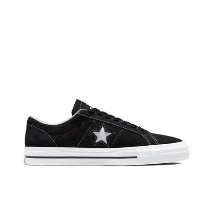 Black One Star Pro low-top sneaker with star logo and white rubber sole