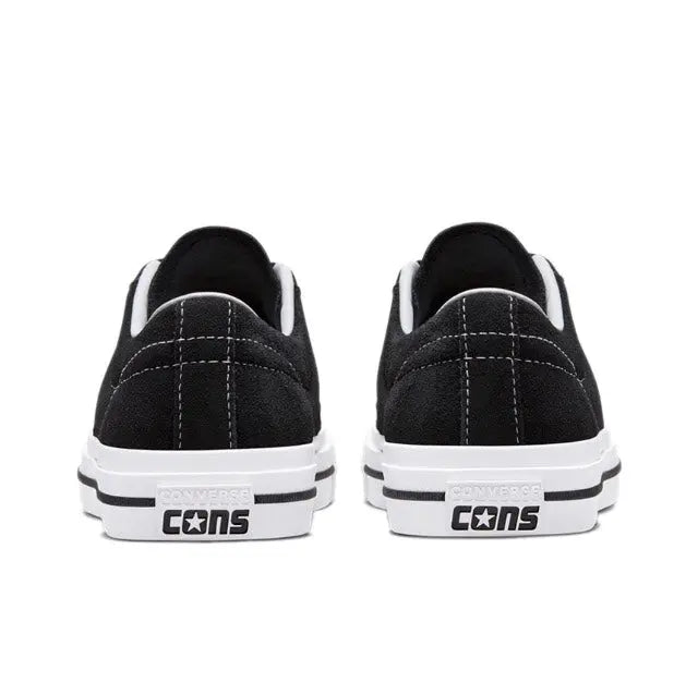 Black One Star Pro sneaker heels with CONS logo strip and white midsole