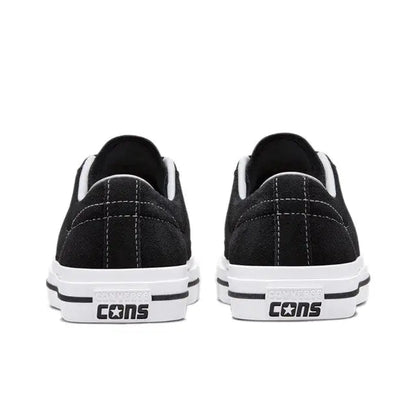 Black One Star Pro sneaker heels with CONS logo strip and white midsole