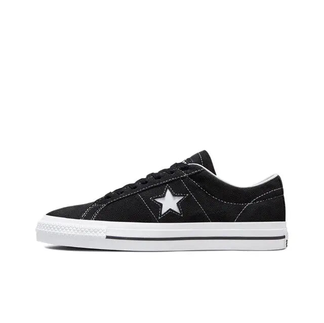 Black One Star Pro low-top sneaker with star patch and white contrast midsole